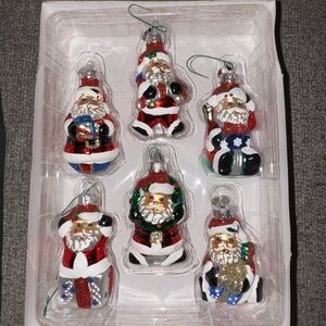Christopher Radko Celebrations Santa Set of 6 Glass Christmas Ornaments w/Box
